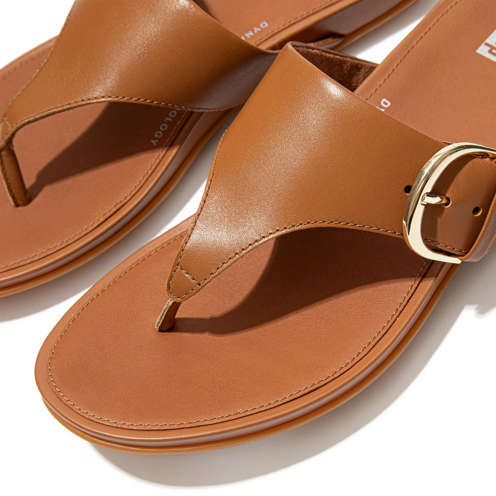 Fitflop Womens Sandals - Gracie Buckle Leather Toe-post - Brown - 452-KCFNLW
